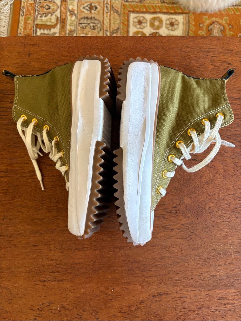 Converse Olive Green High Top Sneakers with White Star Patch Chuck Taylor - Picture 7 of 11
